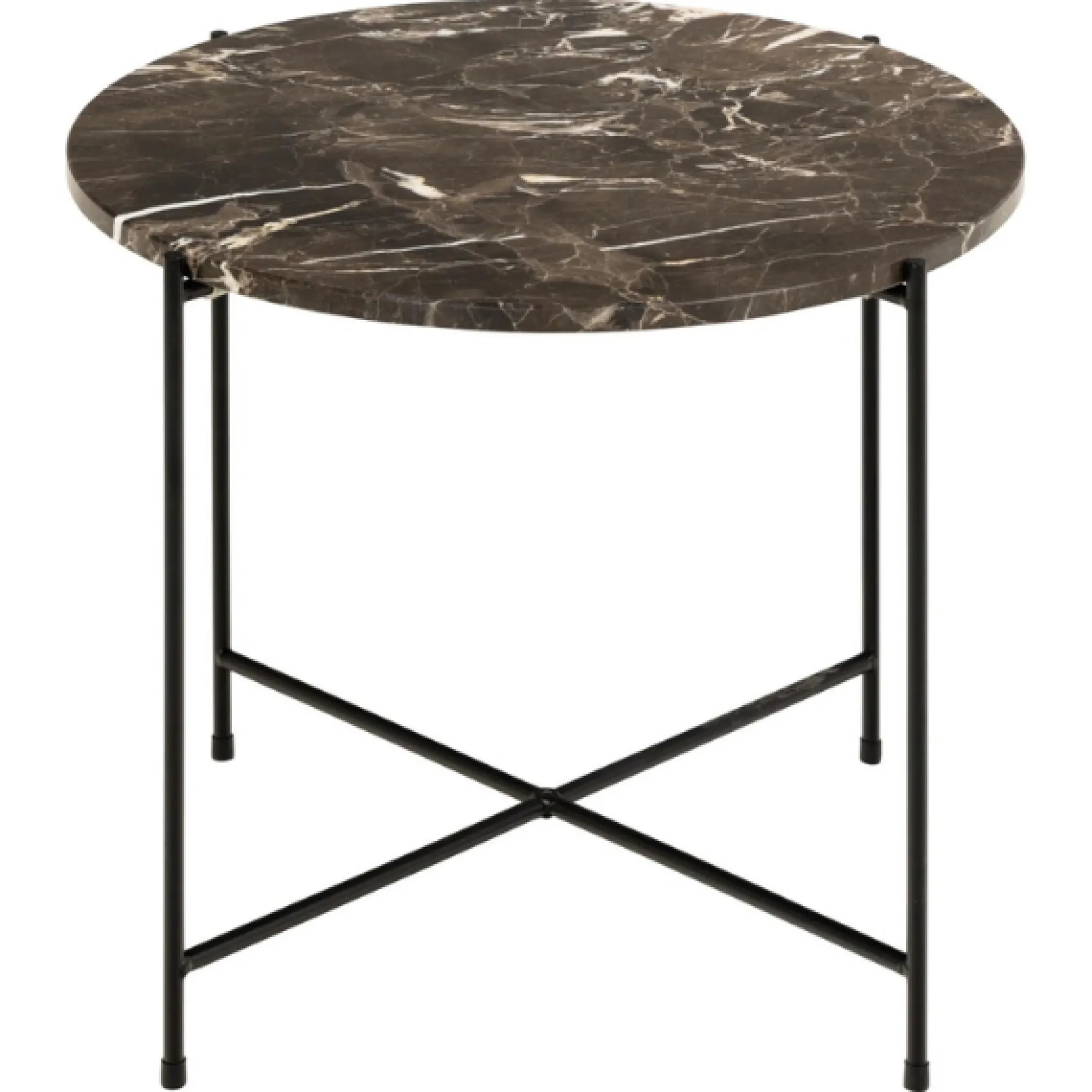Beistelltisch Avila Ø52 cm - brauner Marmor/schwarz