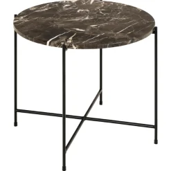 Beistelltisch Avila Ø52 cm - brauner Marmor/schwarz