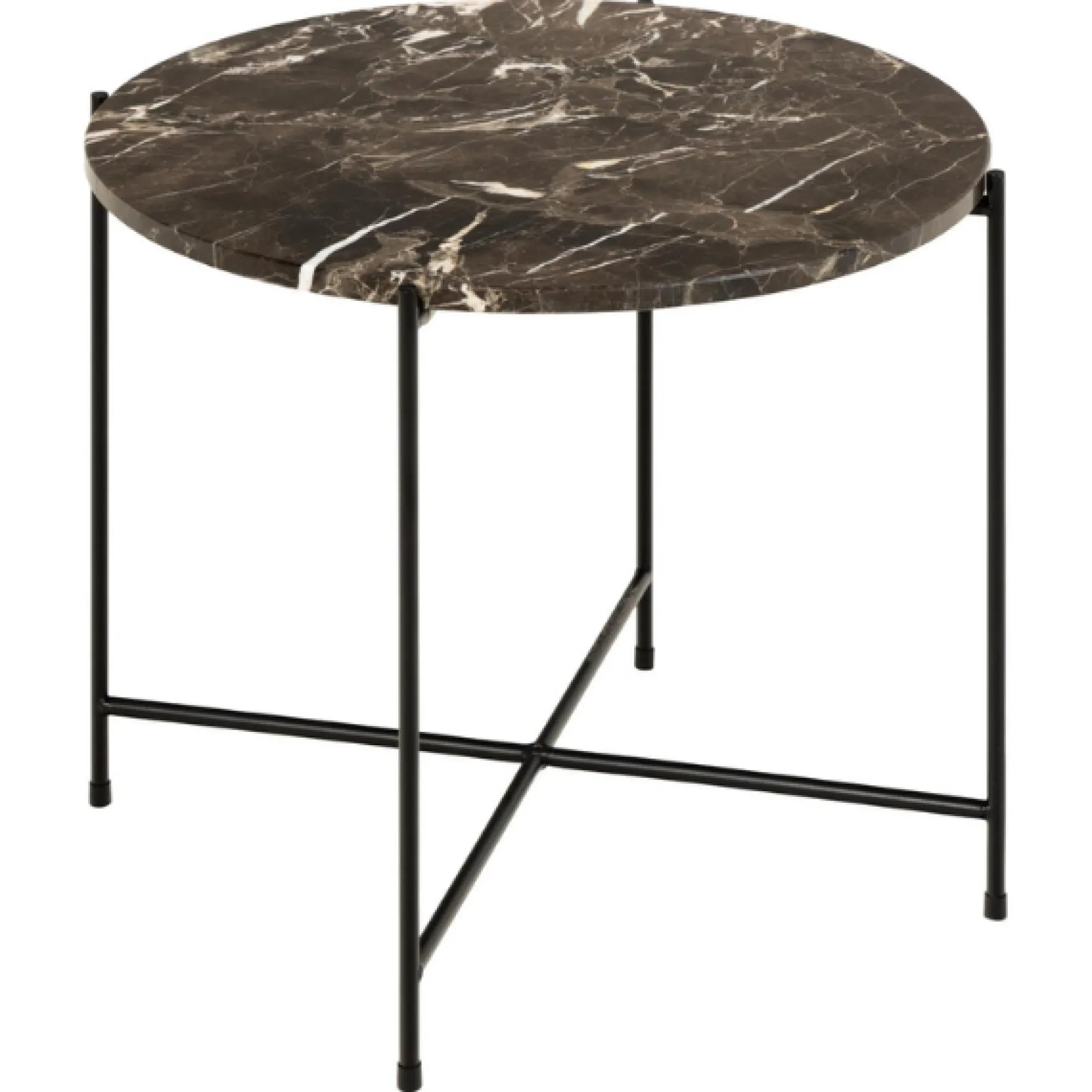 Beistelltisch Avila Ø52 cm - brauner Marmor/schwarz