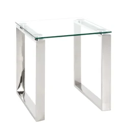 Beistelltisch Bella - 42x42x45 cm - Stahl/Sicherheitsglas