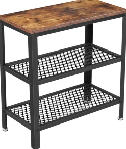 Beistelltisch Bill 60x30 2 Ablagen - rustikal braun/schwarz