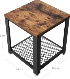 Beistelltisch Bill 45x45 1 Ablage - rustikal braun/schwarz