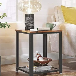 Beistelltisch Bill 45x45 1 Ablage - rustikal braun/schwarz