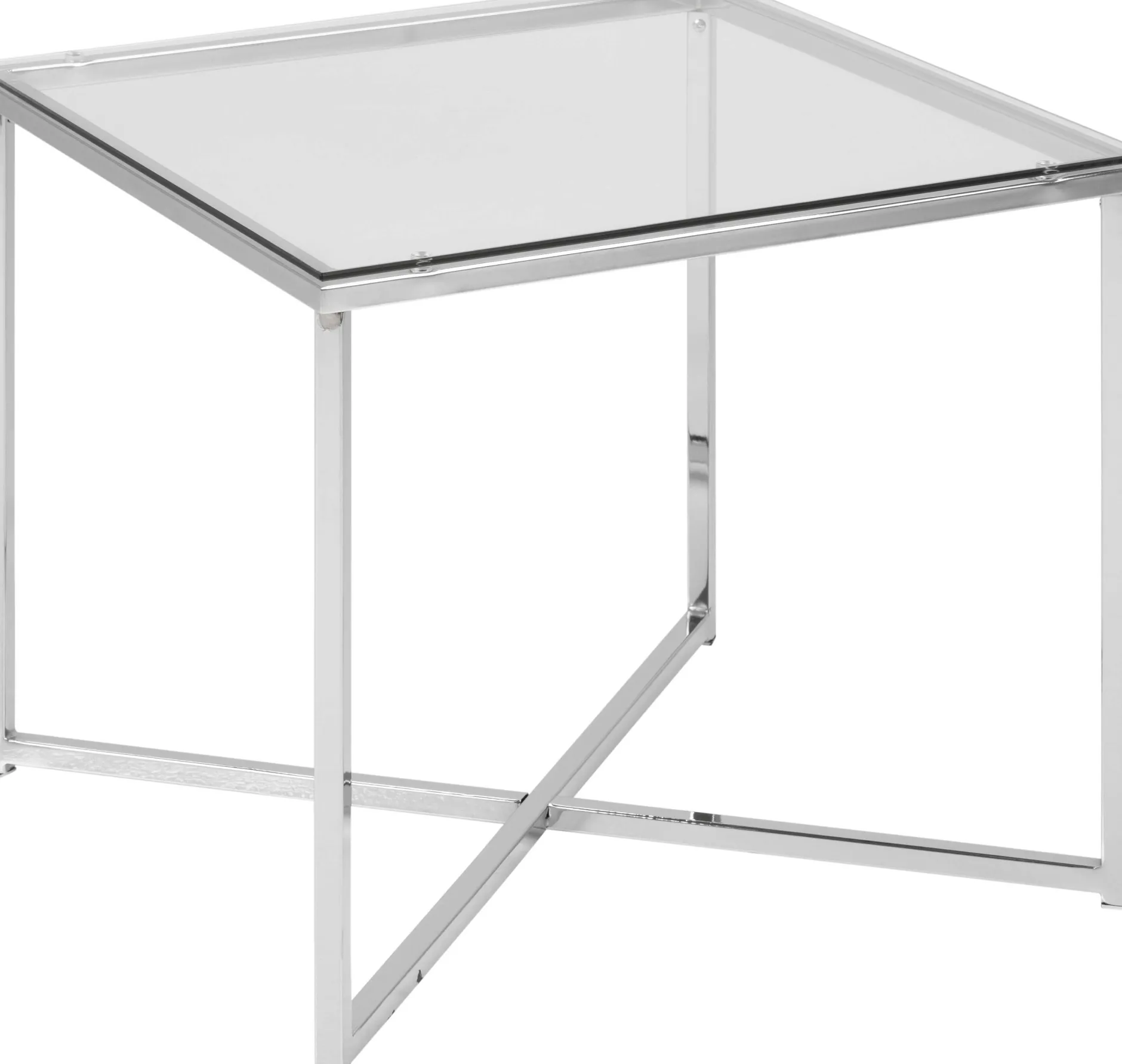 Beistelltisch Caitlynn 50x50cm - transparente Tischplatte