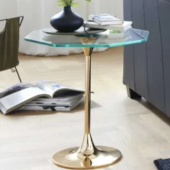 Beistelltisch | Ø45 cm x 47 cm | Gold/Glas
