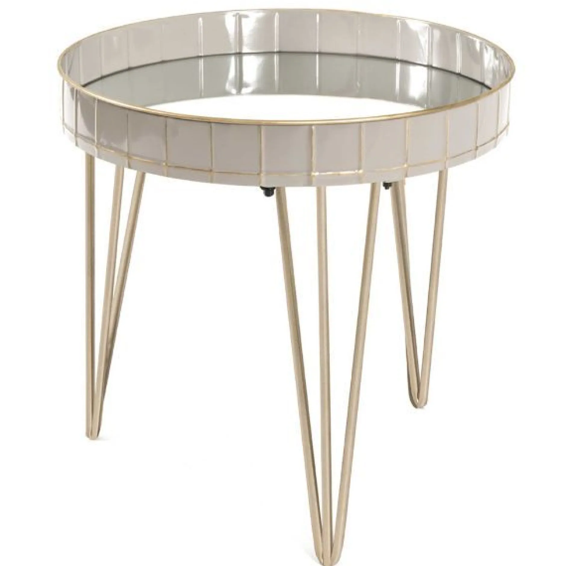 Beistelltisch | Ø51 cm x 50 cm | Gold-weiß/Glas