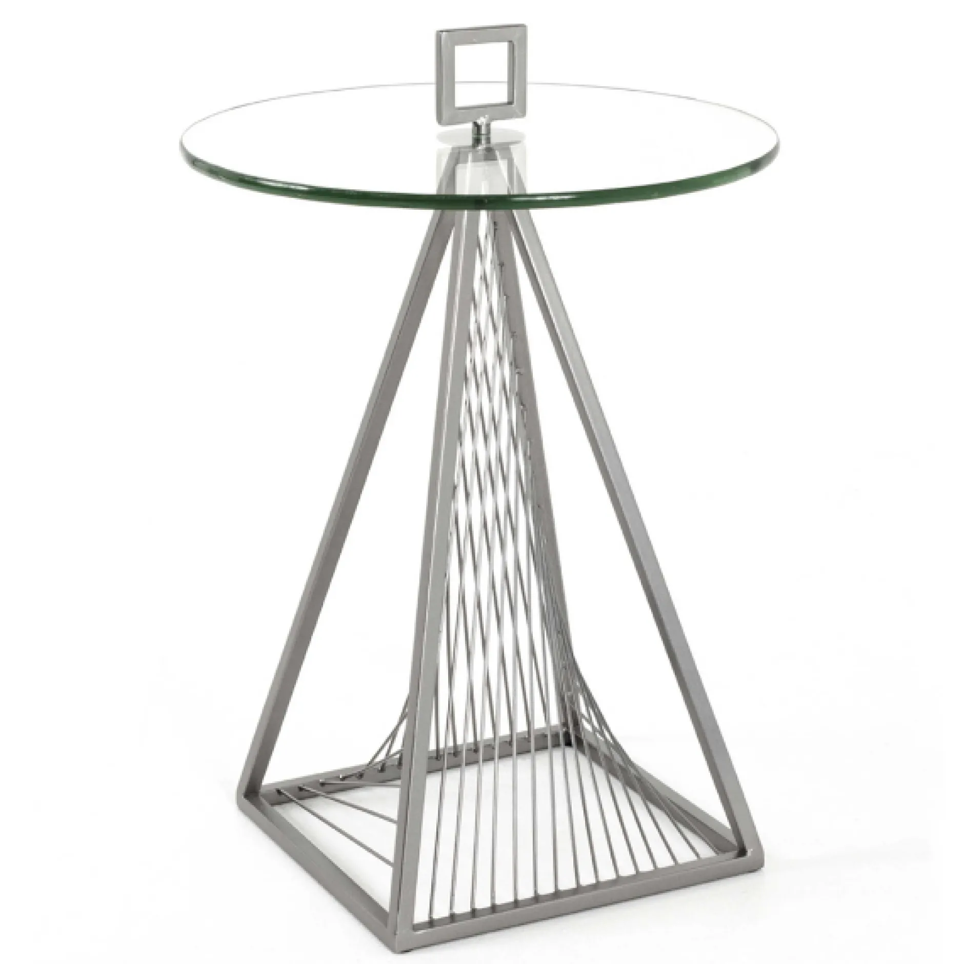 Beistelltisch | Ø45 cm x 57 cm | Grau/Glas