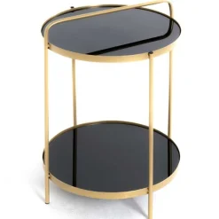 Beistelltisch | Ø38 cm x 51 cm | Schwarz-gold