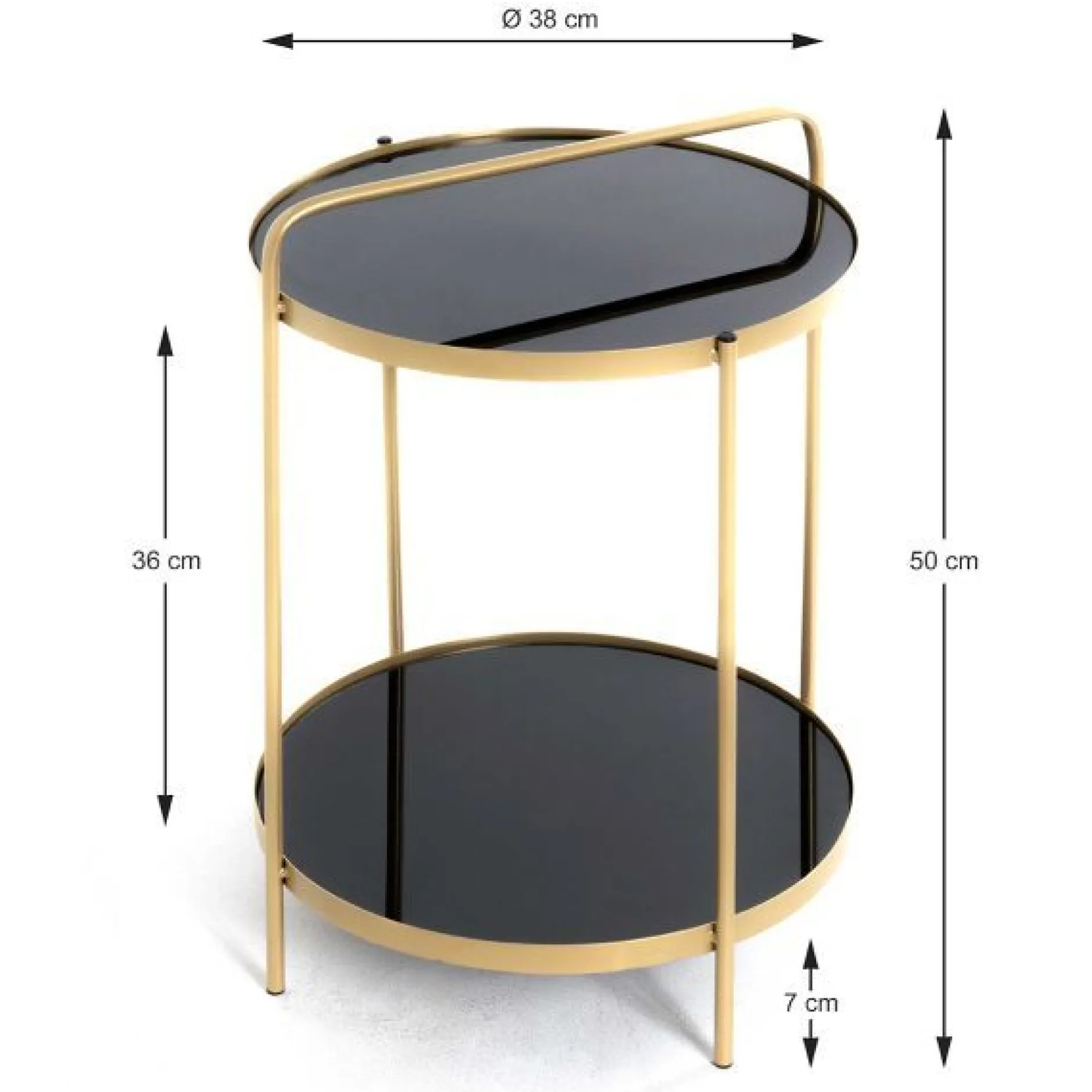 Beistelltisch | Ø38 cm x 51 cm | Schwarz-gold