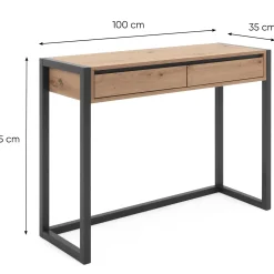 Beistelltisch Damon 100cm 2 Schubladen - Eiche/anthrazit