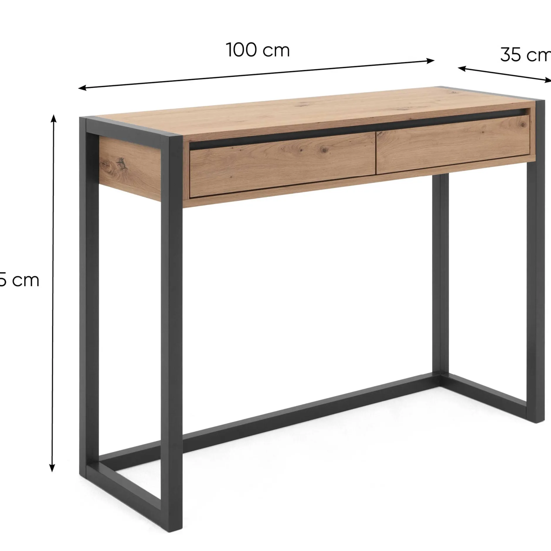 Beistelltisch Damon 100cm 2 Schubladen - Eiche/anthrazit