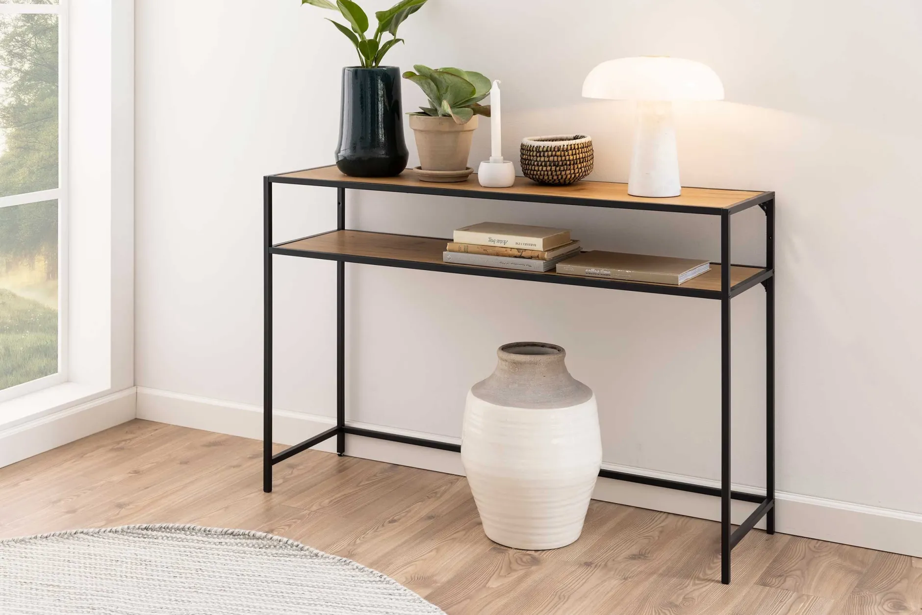 Beistelltisch Dover 120cm industrial - schwarz/Wildeiche