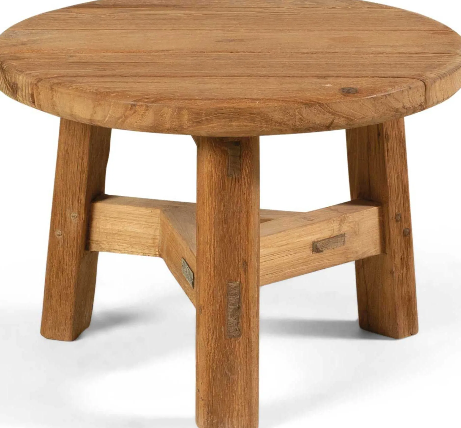 Beistelltisch Ferdau Gescova - Recyceltes Teakholz - Ø50 cm - Braun
