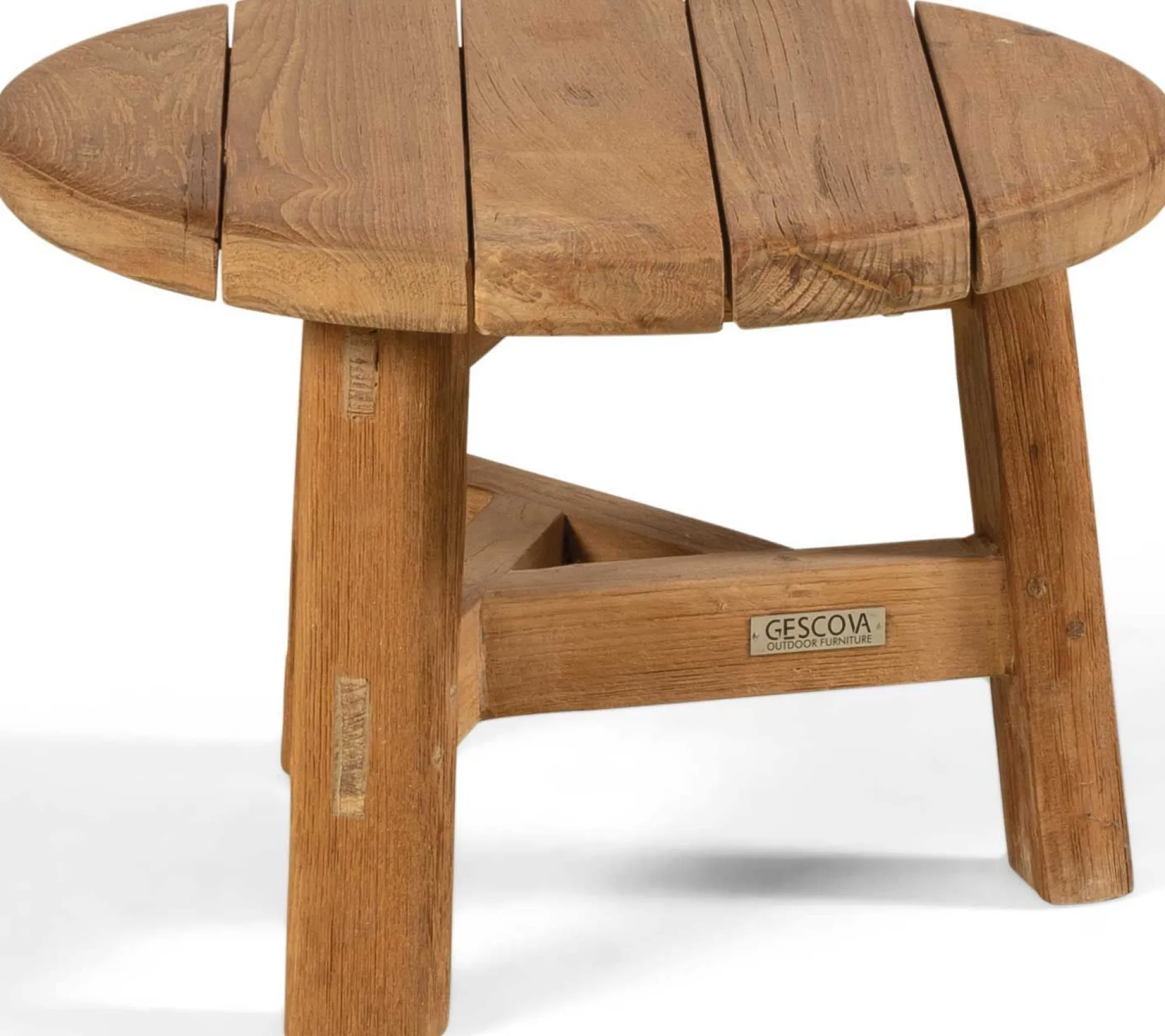 Beistelltisch Ferdau Gescova - Recyceltes Teakholz - Ø50 cm - Braun