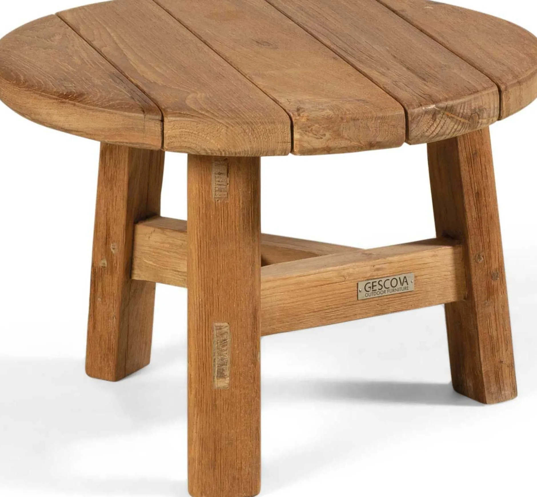 Beistelltisch Ferdau Gescova - Recyceltes Teakholz - Ø50 cm - Braun