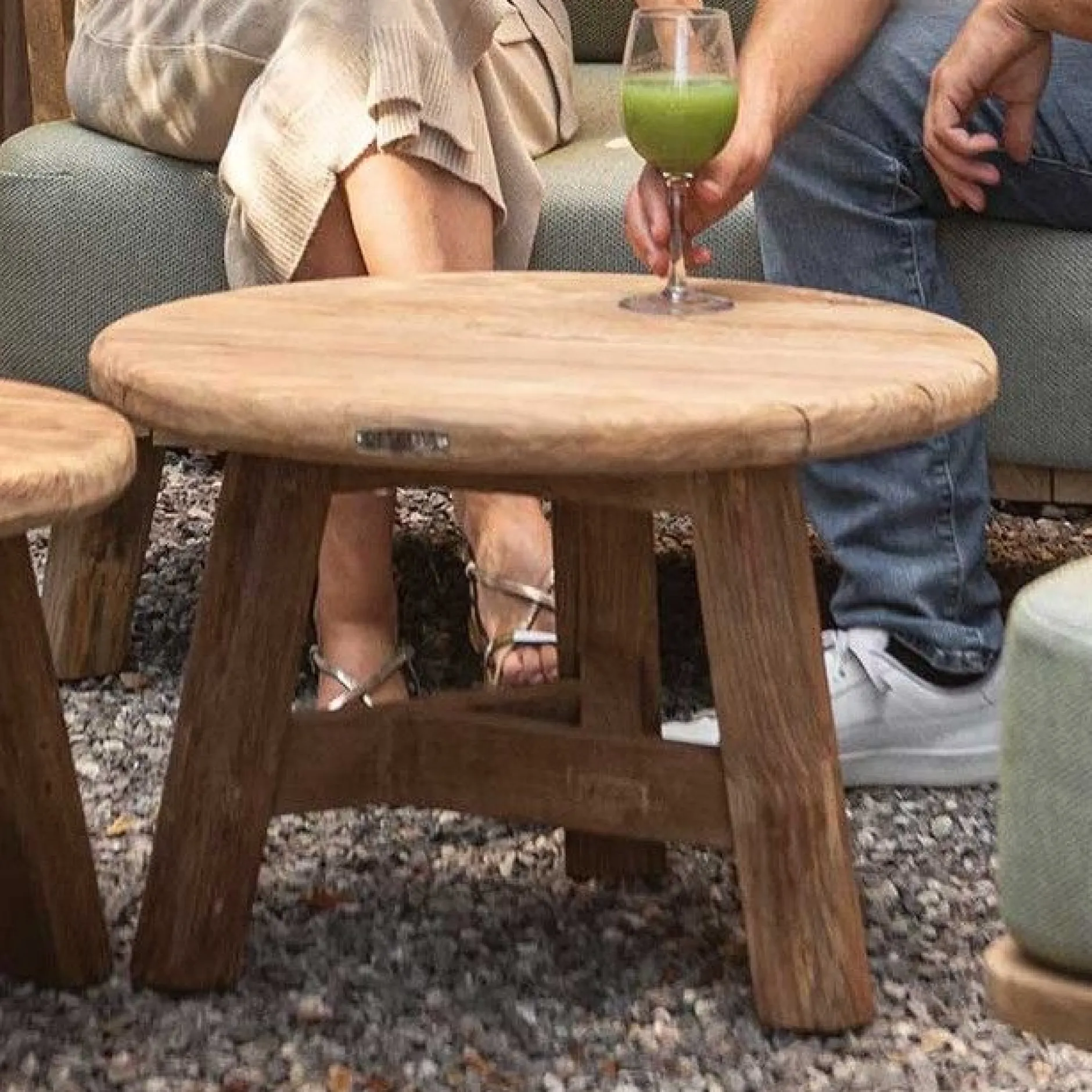 Beistelltisch Ferdau Ø80 Gescova - Recyceltes Teakholz - Braun