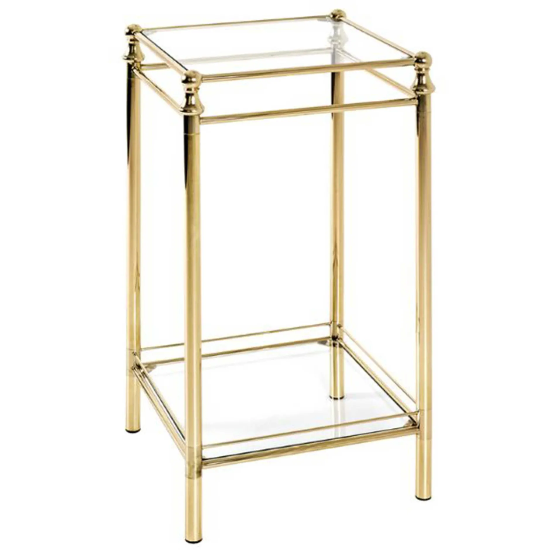 Beistelltisch | Glasablagen | 40 x 40 x 73 cm | Golddesign