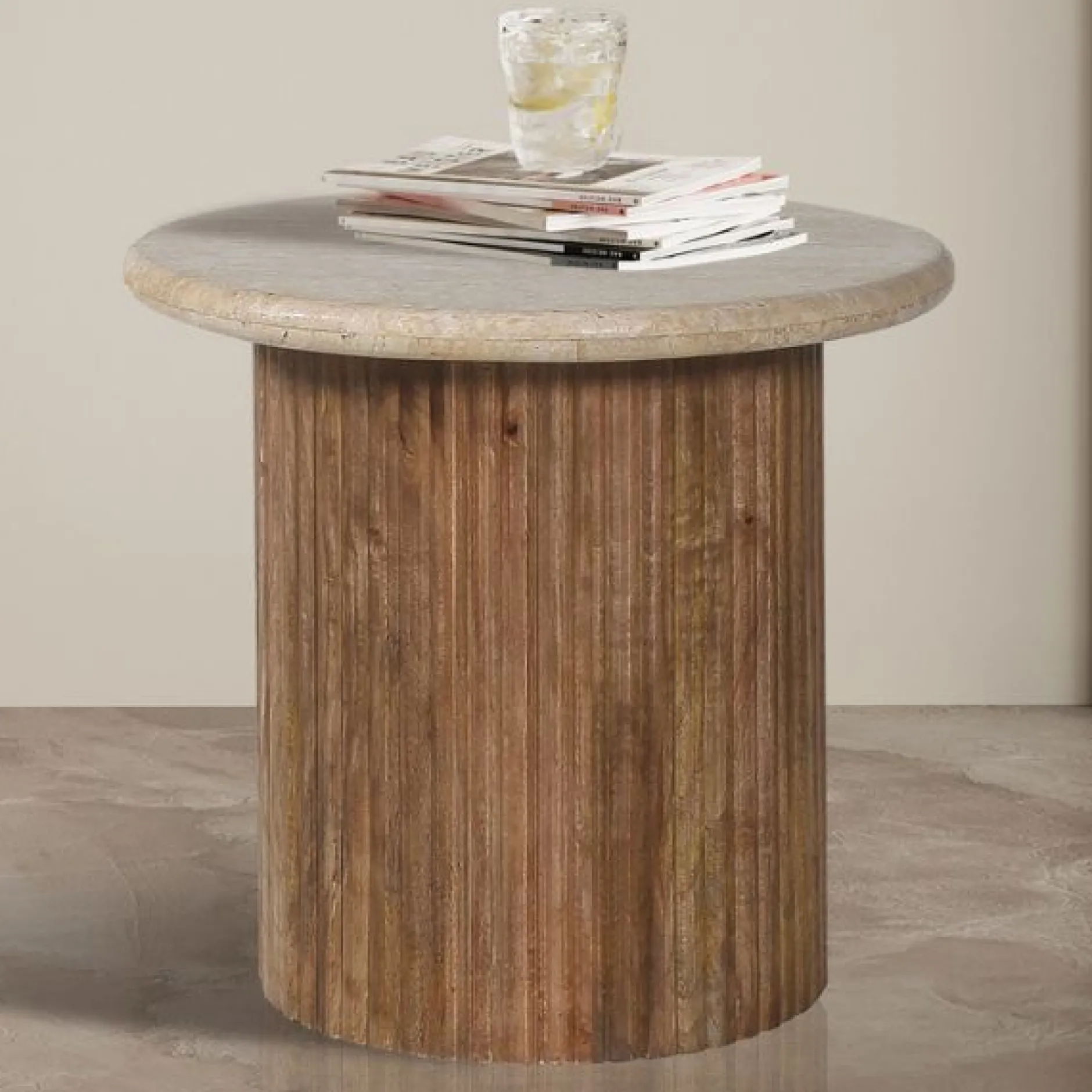 Beistelltisch Louis | Ø50 x 45 cm | Travertin Beige