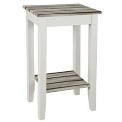 Beistelltisch Marik 40x30cm - Hochglanz weiß/grau