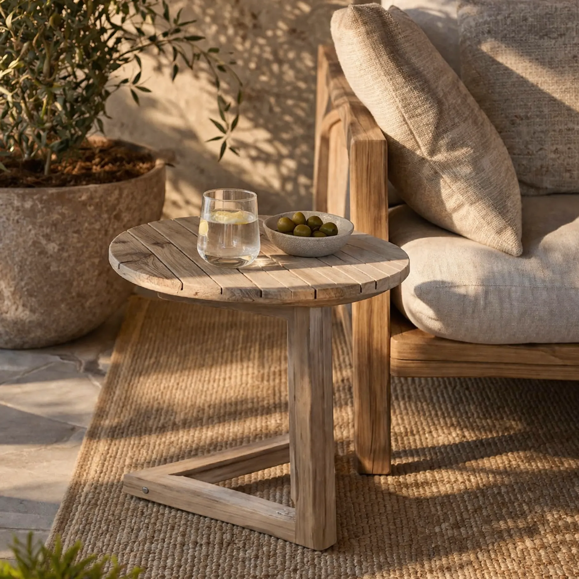 Beistelltisch Medina Gescova - Teakholz Ø70 x 50 cm Braun