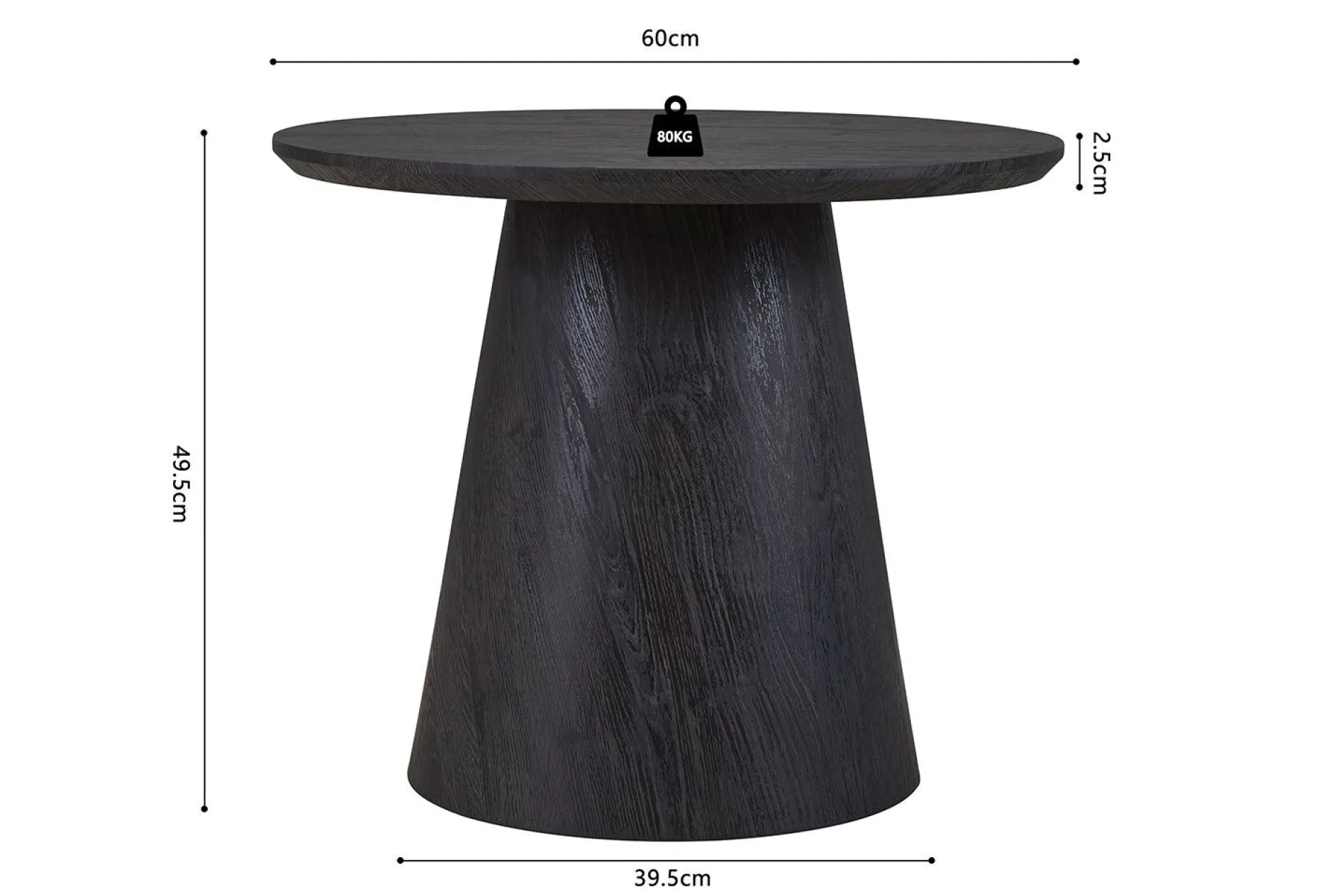 Beistelltisch Miklos | Ø60 x 50 cm | Schwarz
