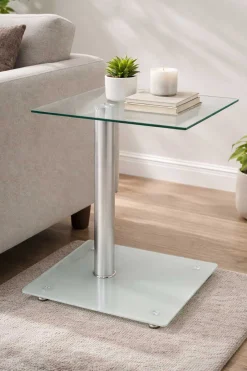 Beistelltisch mit Ablage aus Sicherheitsglas | 6 kg Tragkraft