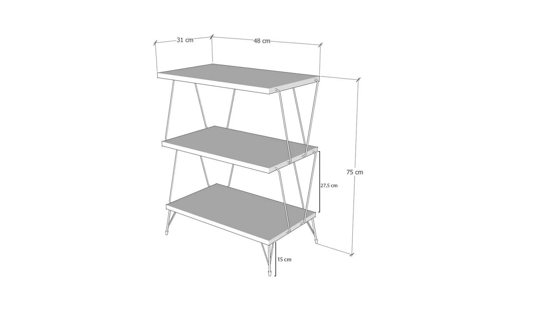 Beistelltisch | 18mm Melamin beschichtet | 48x75x31cm | Anthrazit