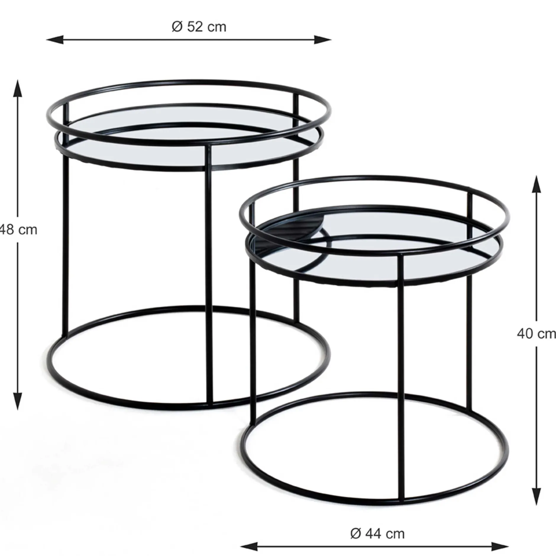 Beistelltisch-Set | Ø42 cm x 52 cm | Schwarz