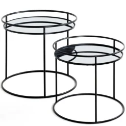 Beistelltisch-Set | Ø42 cm x 52 cm | Schwarz