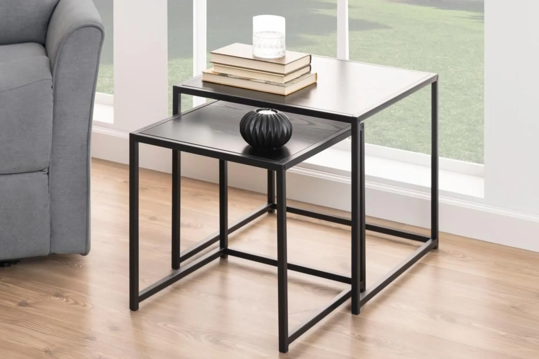 Beistelltisch-Set Dover - 2-teilig - 50x50x45cm - schwarz