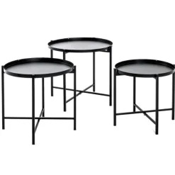 Beistelltisch-Set | Drei Tische | Schwarz