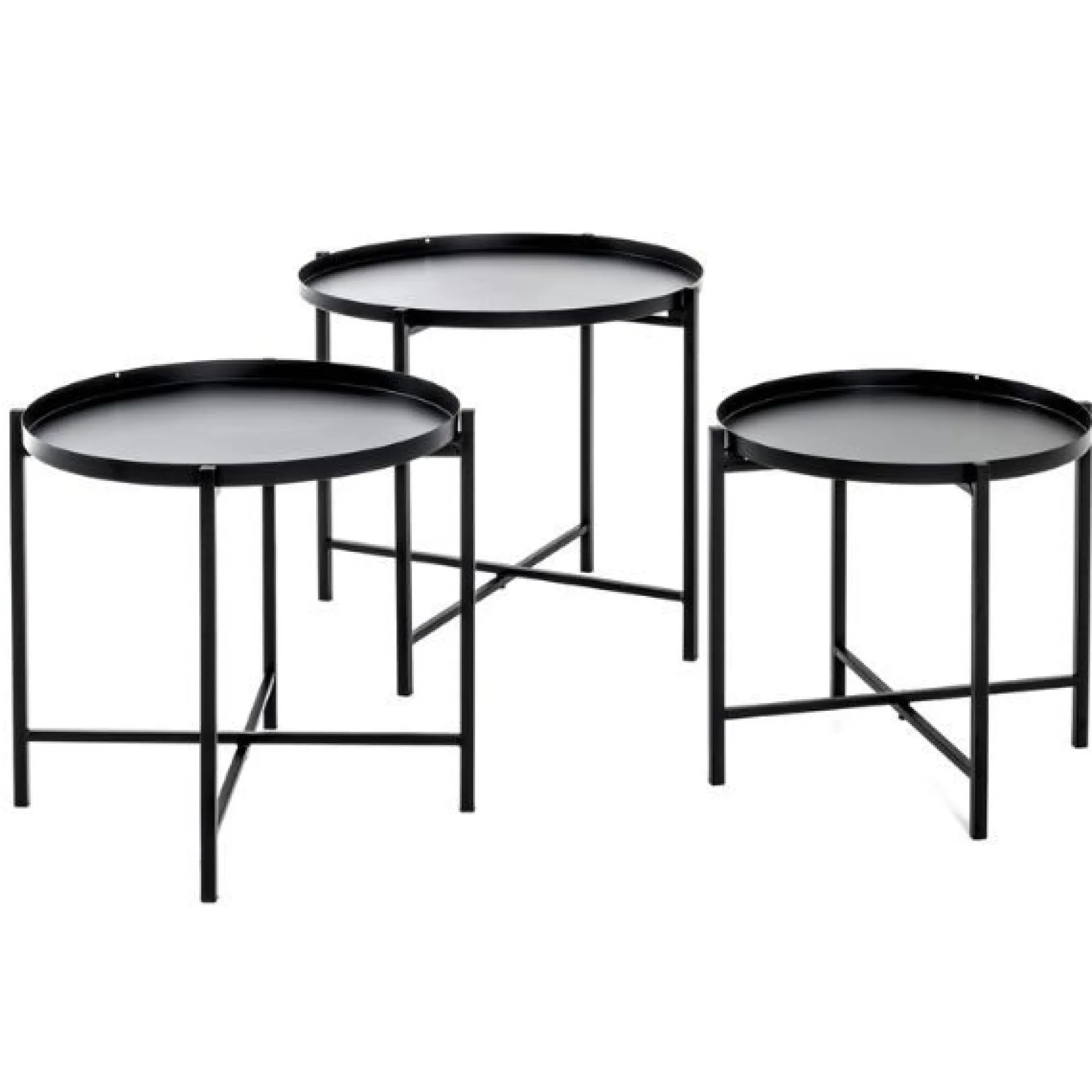 Beistelltisch-Set | Drei Tische | Schwarz