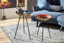 Beistelltisch-Set | Großer und kleiner Beistelltisch | Blau und Rot