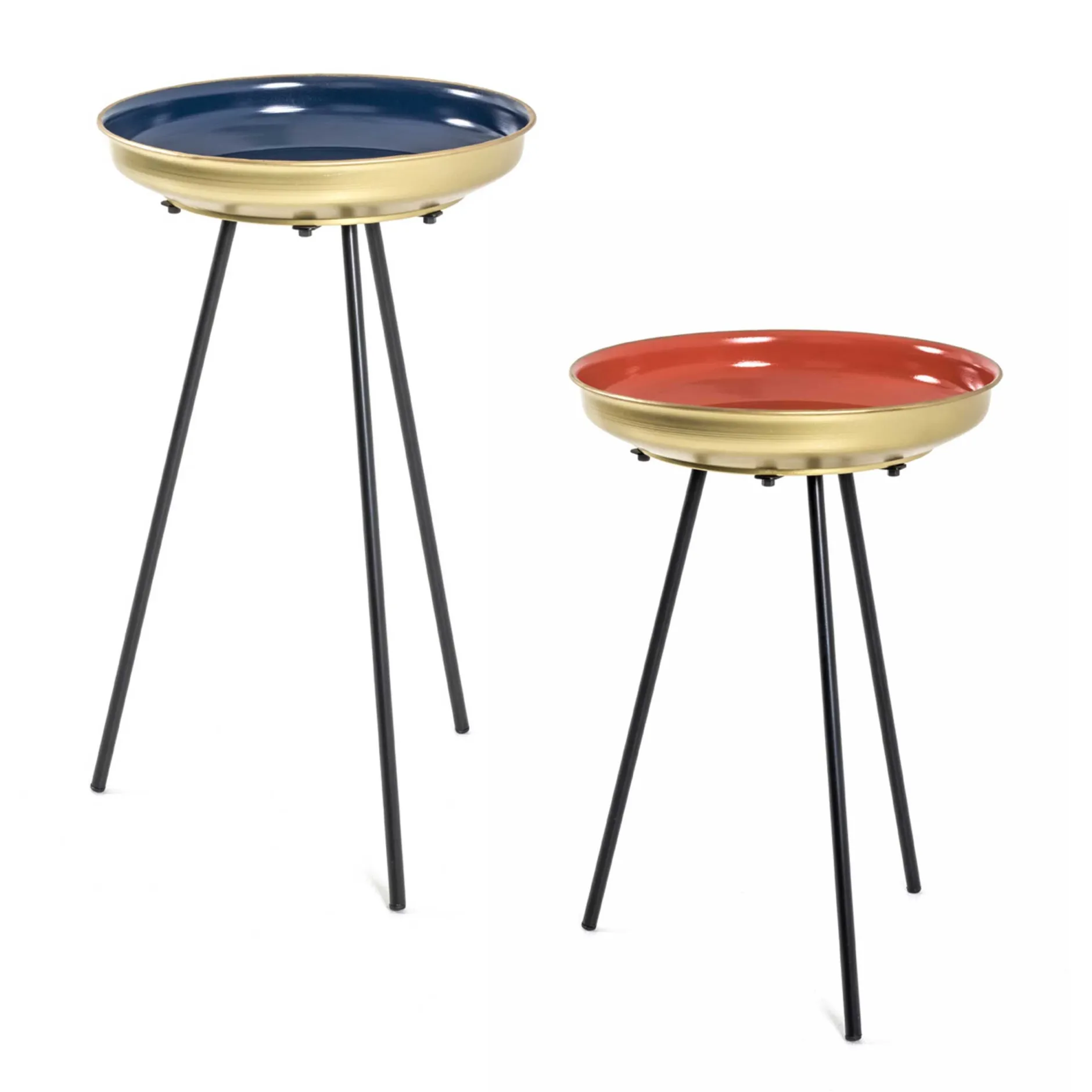 Beistelltisch-Set | Großer und kleiner Beistelltisch | Blau und Rot