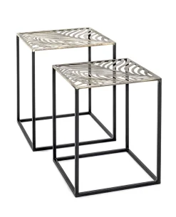 Beistelltisch-Set | 35 x 35 x 45 cm | Black Leaf Design