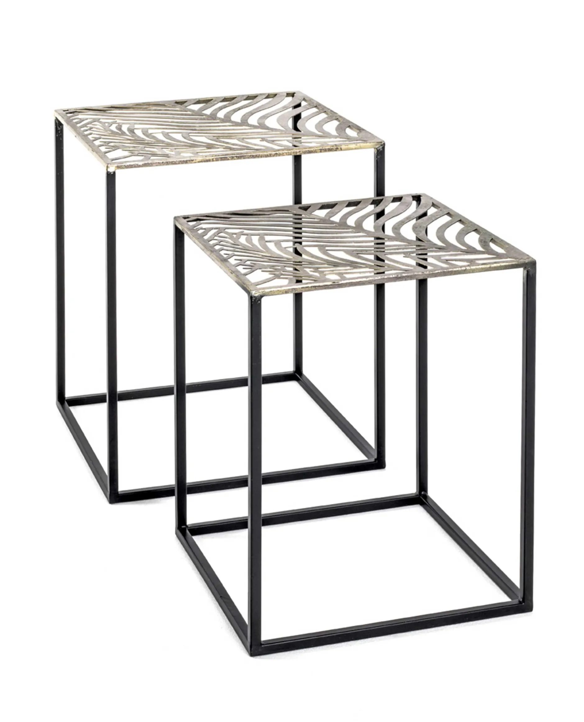 Beistelltisch-Set | 35 x 35 x 45 cm | Black Leaf Design