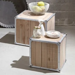 Beistelltisch-Set | 37 x 37 x 35 cm | Massivholz