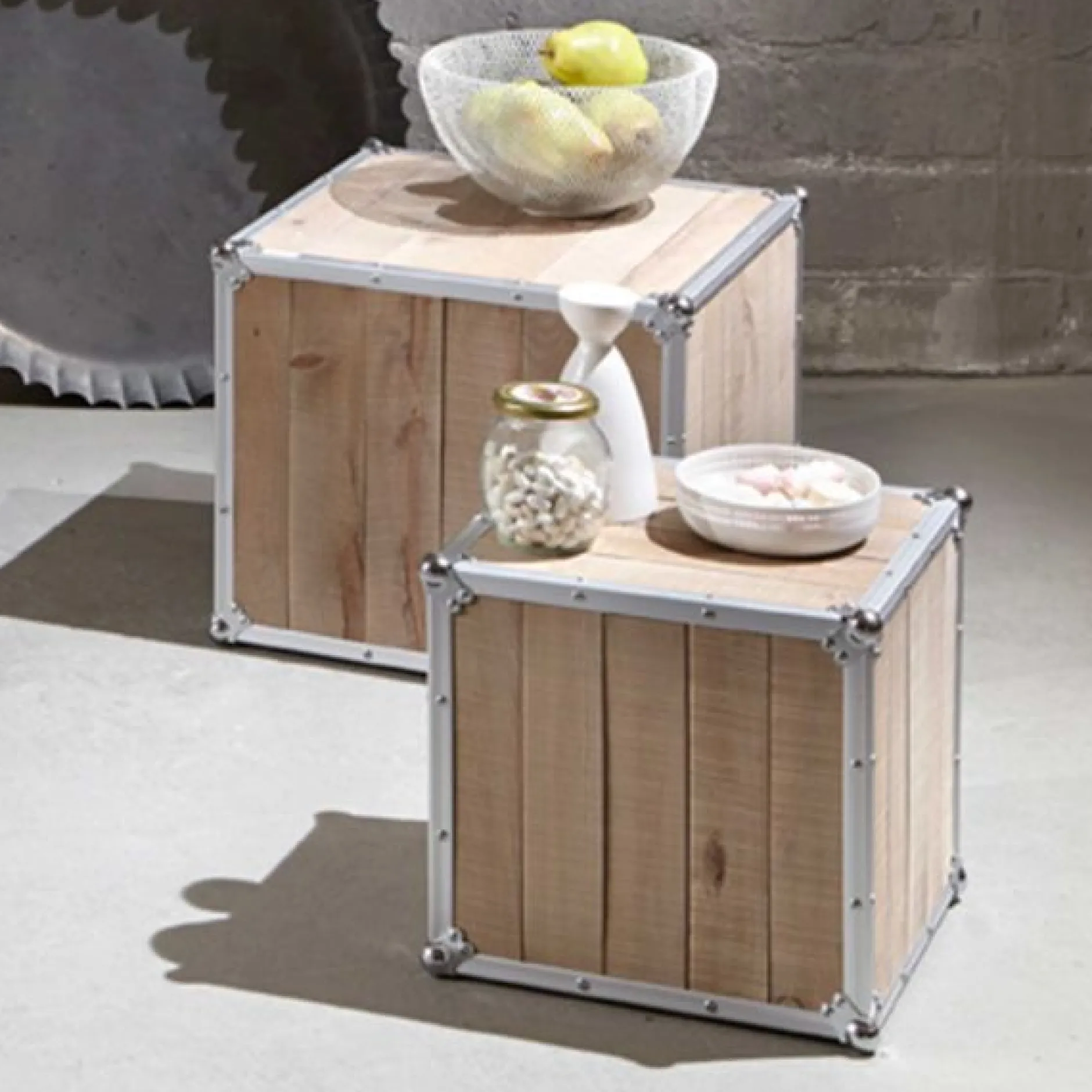 Beistelltisch-Set | 37 x 37 x 35 cm | Massivholz