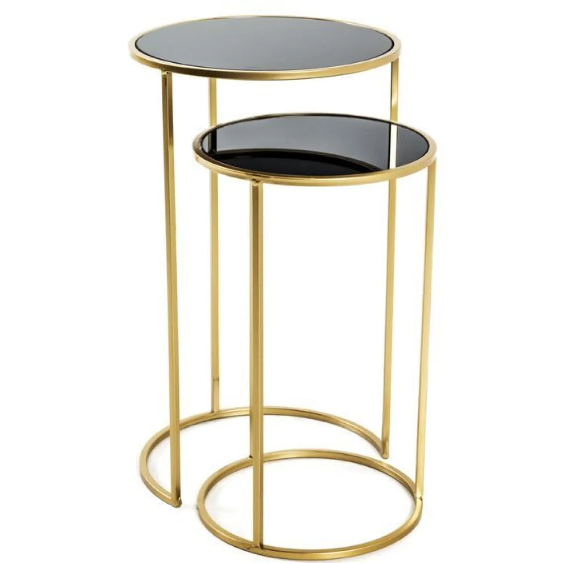Beistelltisch-Set | Zwei Tische | Schwarz-Gold
