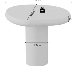 Beistelltisch Tavares - 58x50x50cm - organische Form - ecru