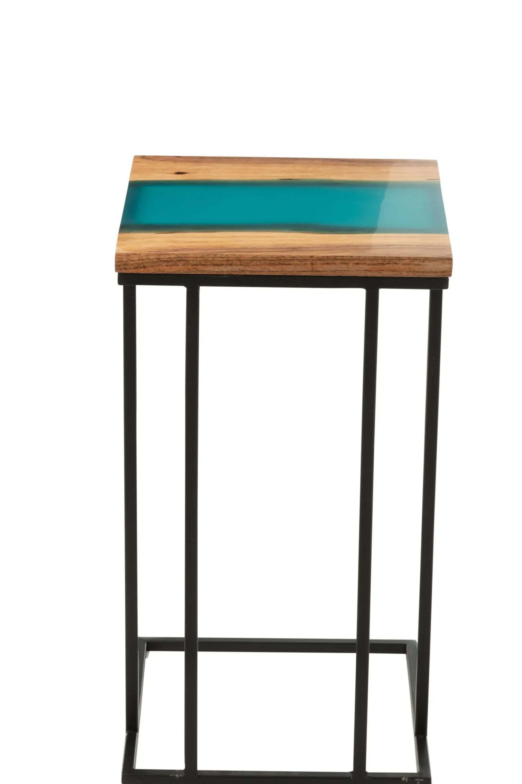 Beistelltisch viereckig akazienholz/polyresin naturell/blau
