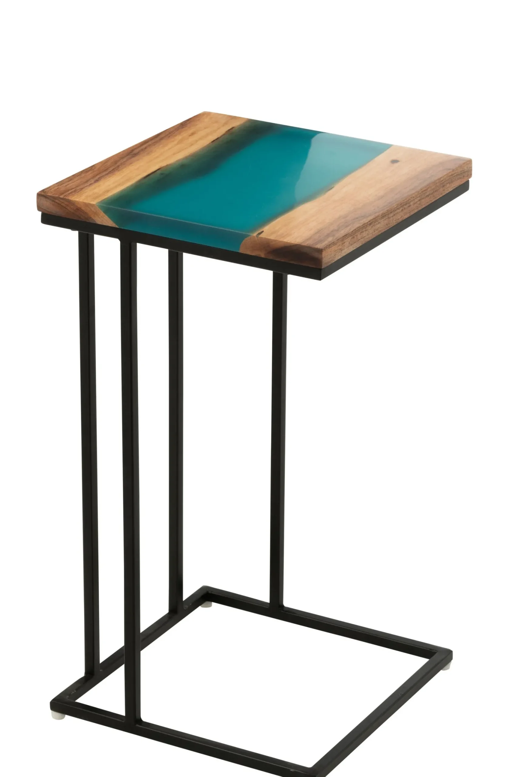Beistelltisch viereckig akazienholz/polyresin naturell/blau
