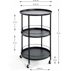 Beistelltisch | Ø45 x 75 cm | Schwarz