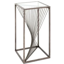 Beistelltisch | 30 x 30 x 60 cm | Braun/Glas