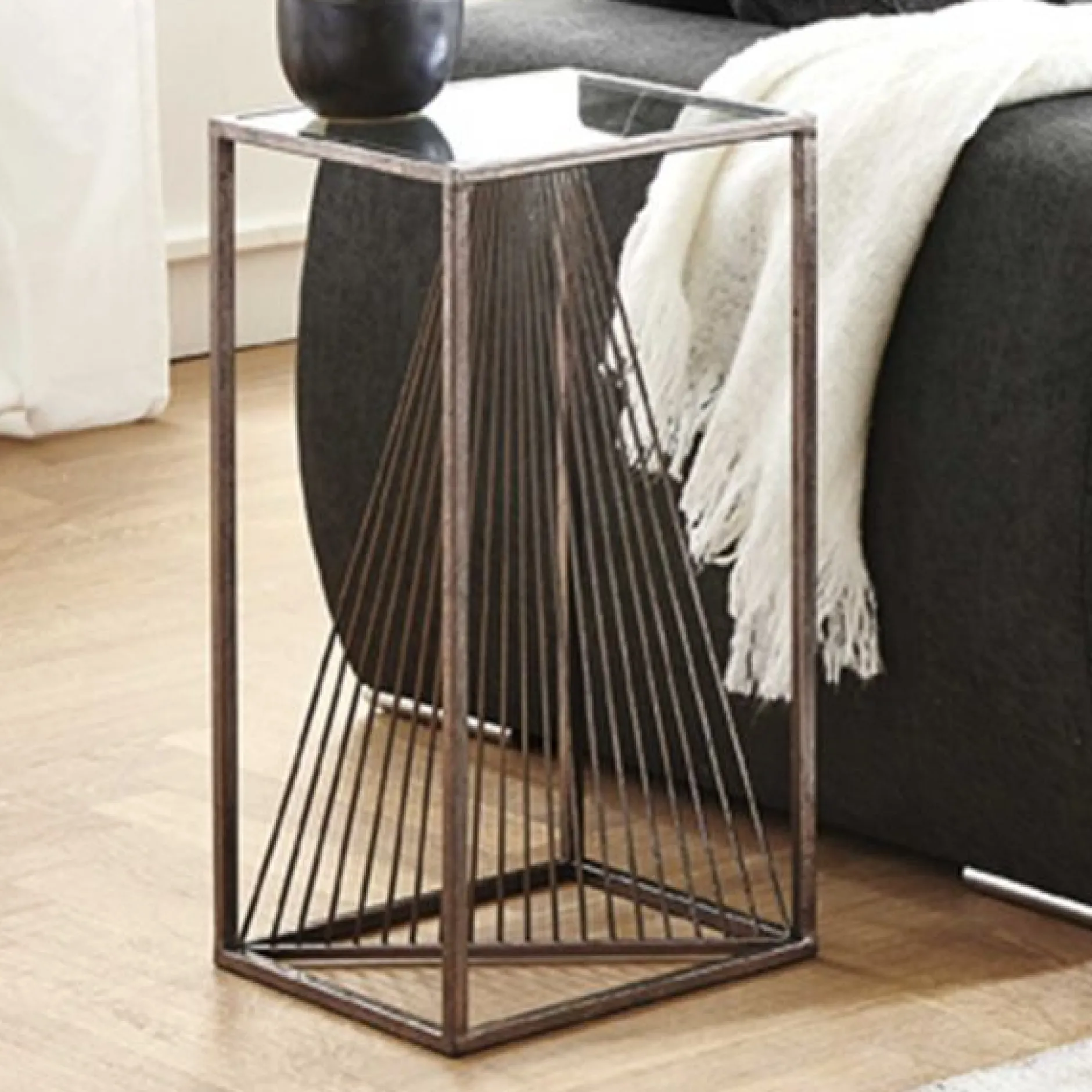 Beistelltisch | 30 x 30 x 60 cm | Braun/Glas