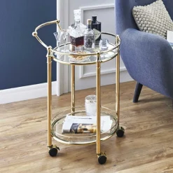 Beistelltisch | 59 x 49 x 79 cm | Gold/Glas