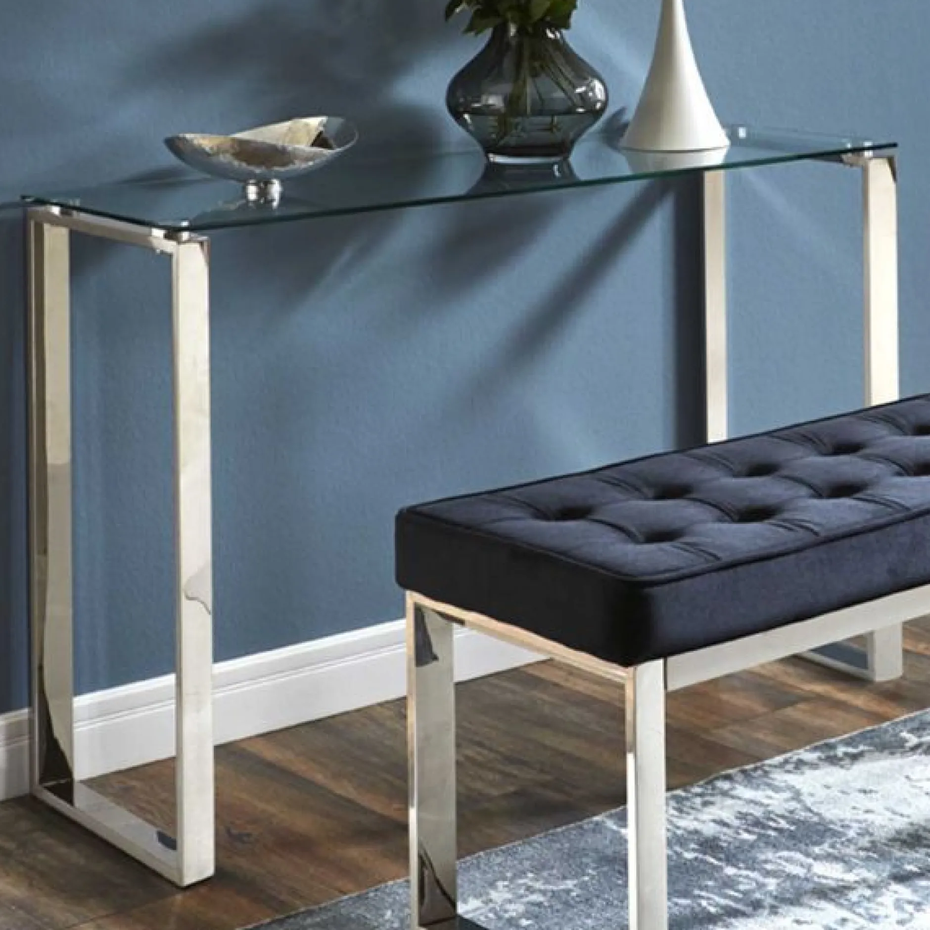 Beistelltisch | 120 x 40 x 78 cm | Metall/Glas