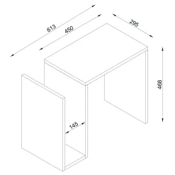 Beistelltisch Yosun - 61x30x47cm - weiß
