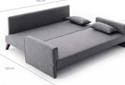 Bella 3-Sitzer-Schlafsofa | HOLZ-/MDF-RAHMEN | Grau