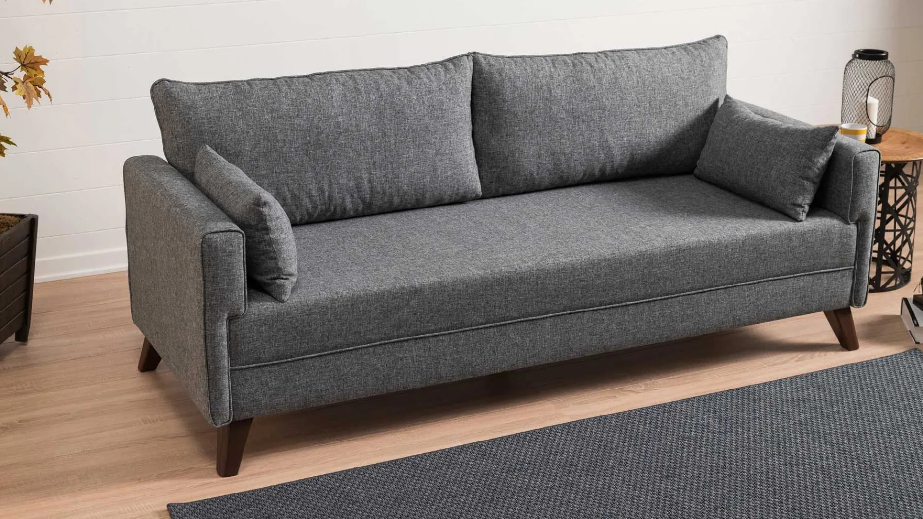 Bella 3-Sitzer-Schlafsofa | HOLZ-/MDF-RAHMEN | Grau